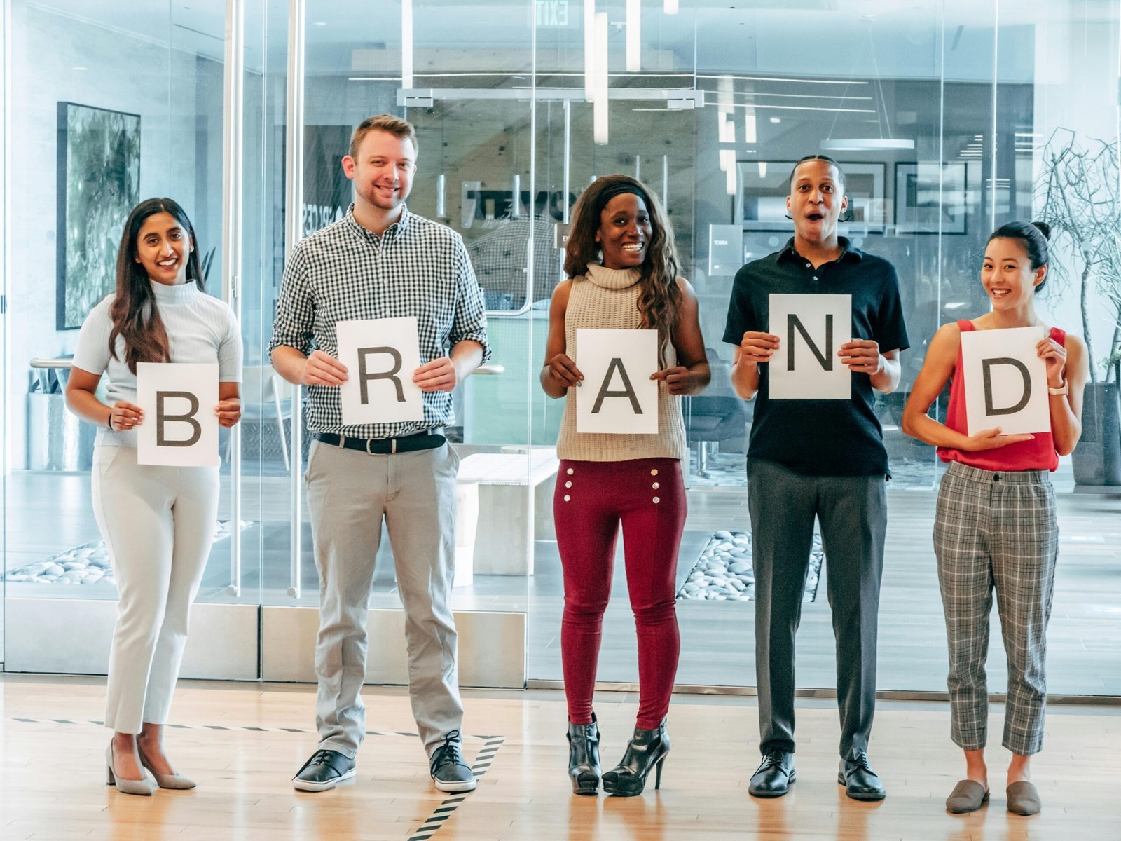 Brand identity concept with people building a creative marketing strategy