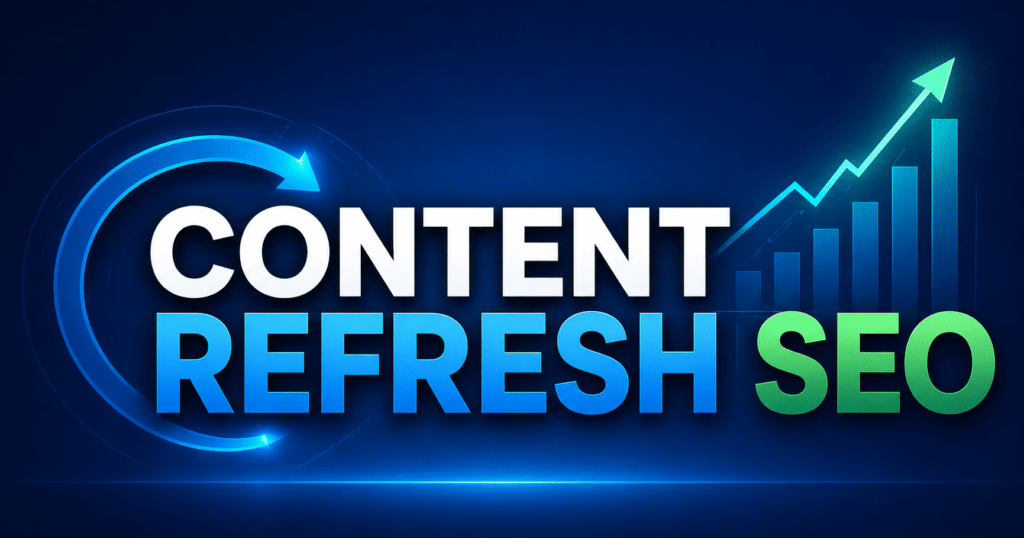 Content Refresh SEO featured image with bold text on dark background