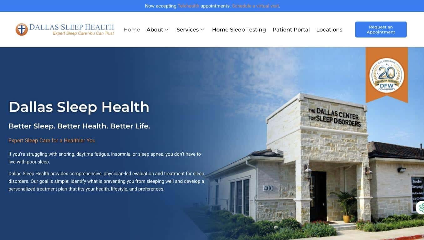 Dallas Sleep Health website, designed and built by Star Digital Marketing