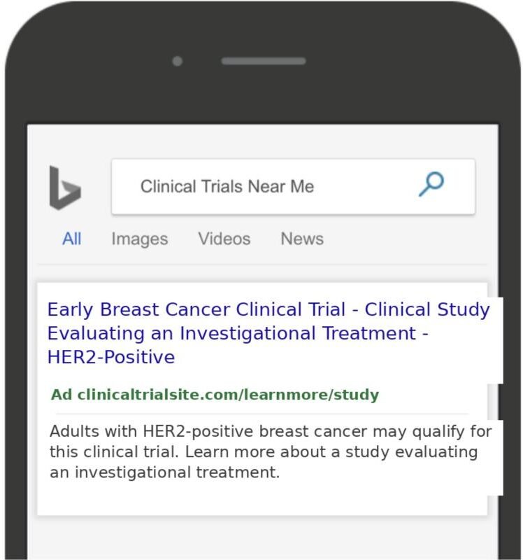 Bing mobile search ad for a clinical trial