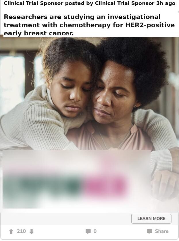 Reddit promoted post for a clinical trial