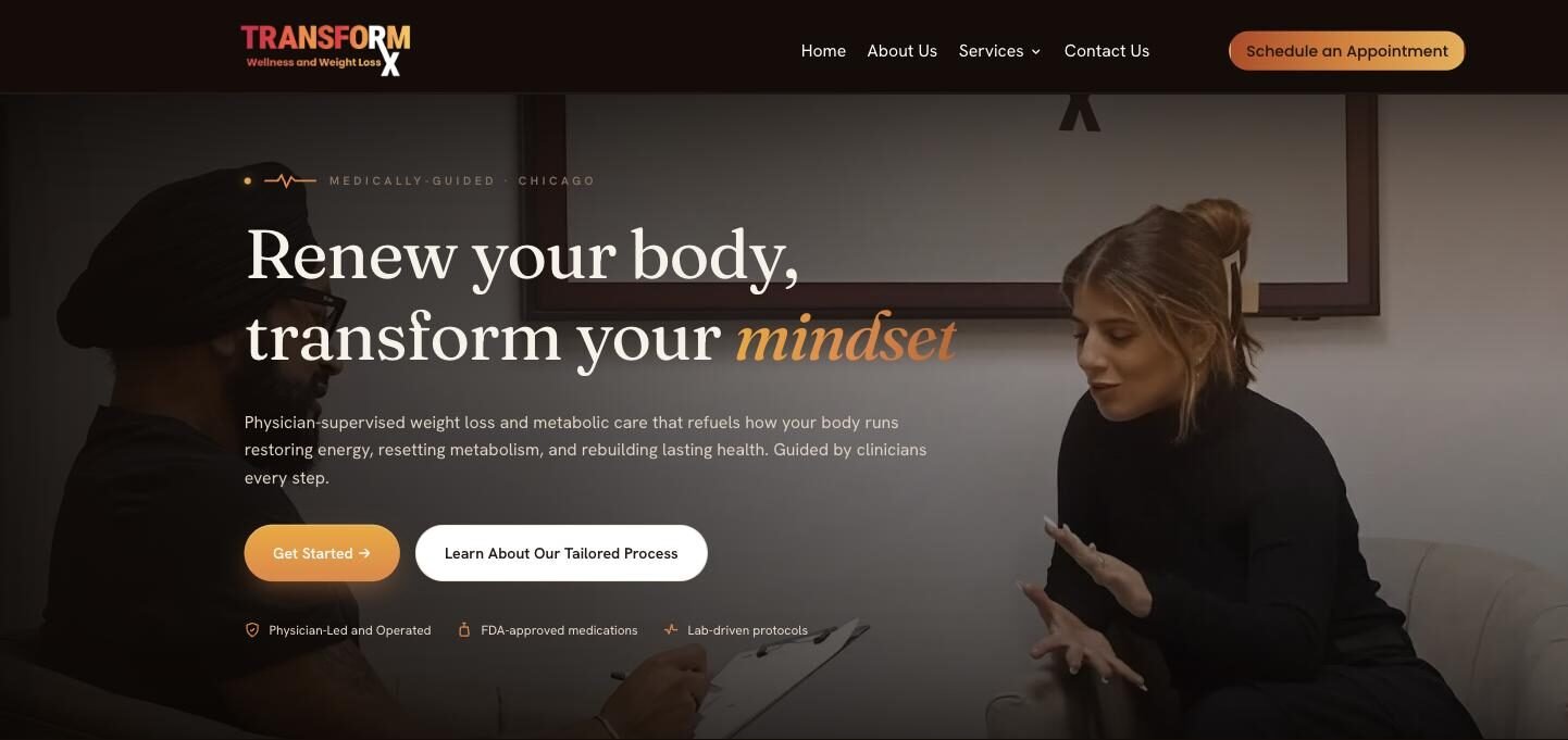 TransformRx Chicago website designed and built by Star Digital Marketing