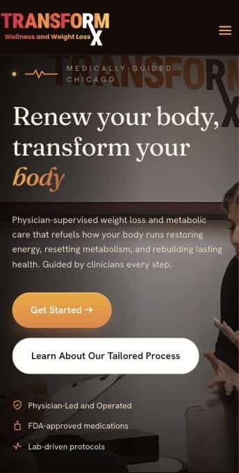 TransformRx website on mobile